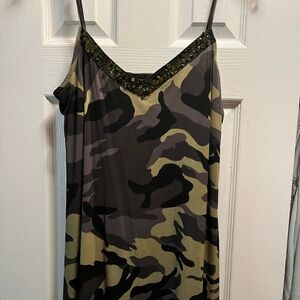 INC International Concepts Camouflage Chemise with Sequin Trim